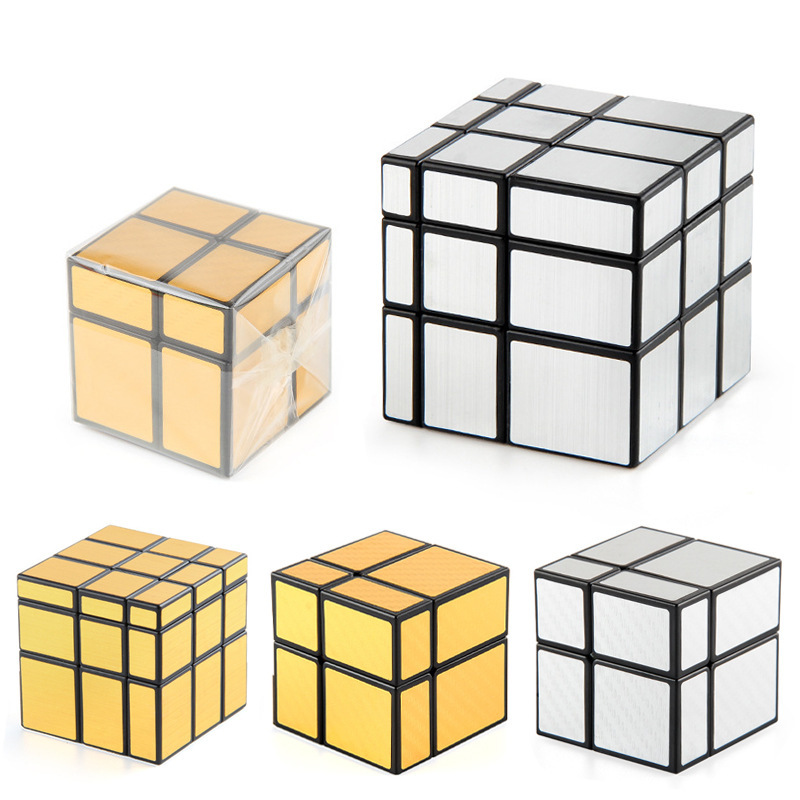 Puzzle segundo y tercer orden oro-plata espejo cubo rubico suave rotación de forma extraña cubo rubico dedos descompresión cubo rubico bolsa de juguetes