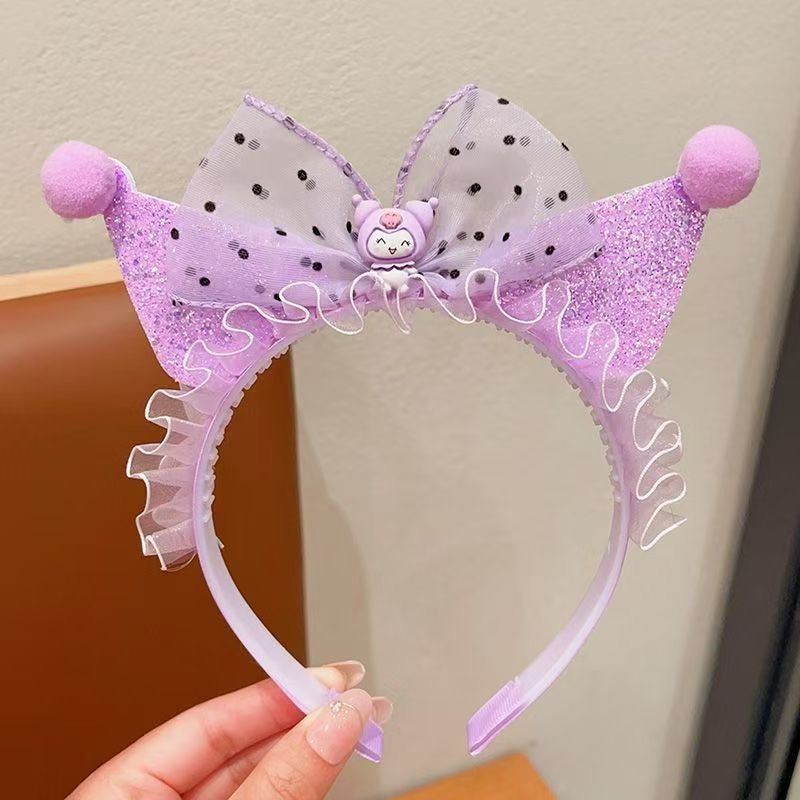 新しい女の子のクロミヘアバンドサンリオヘアピン子供用ヘアバンド小さな女の子のヘアプレスヘッドバンドは頭を締め付けず、滑り止めです|undefined
