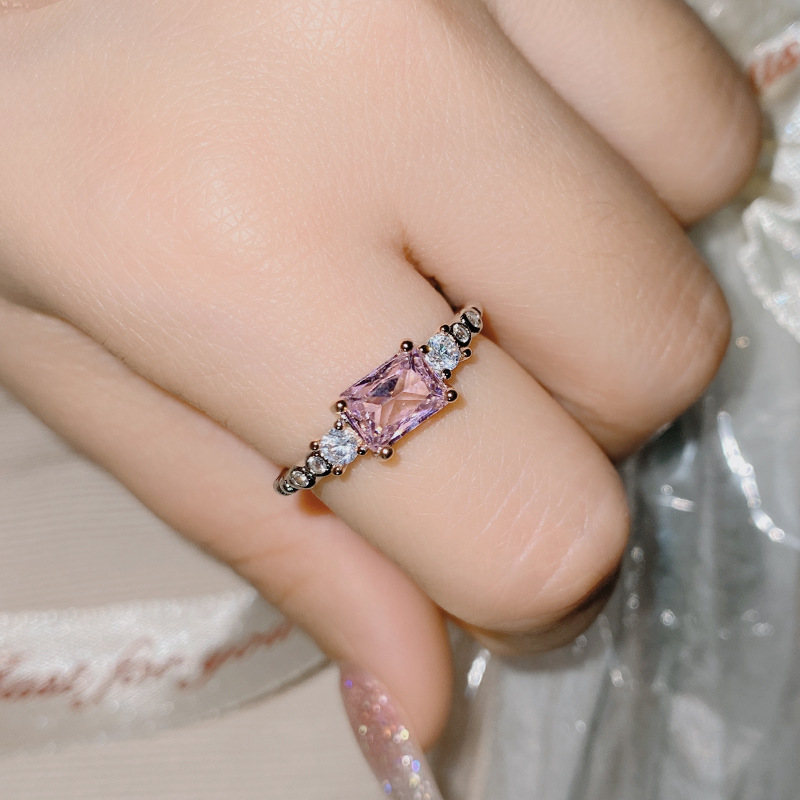 Rings Classification Adjustable Ring Size Fashion Geometric Copper Inlay Artificial Gemstones Rings