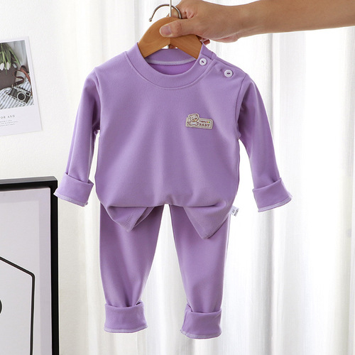  Spring and Autumn New German Velvet Suit Boys' Warm Pajamas Girls Home Clothes Baby Underwear Children's Clothes