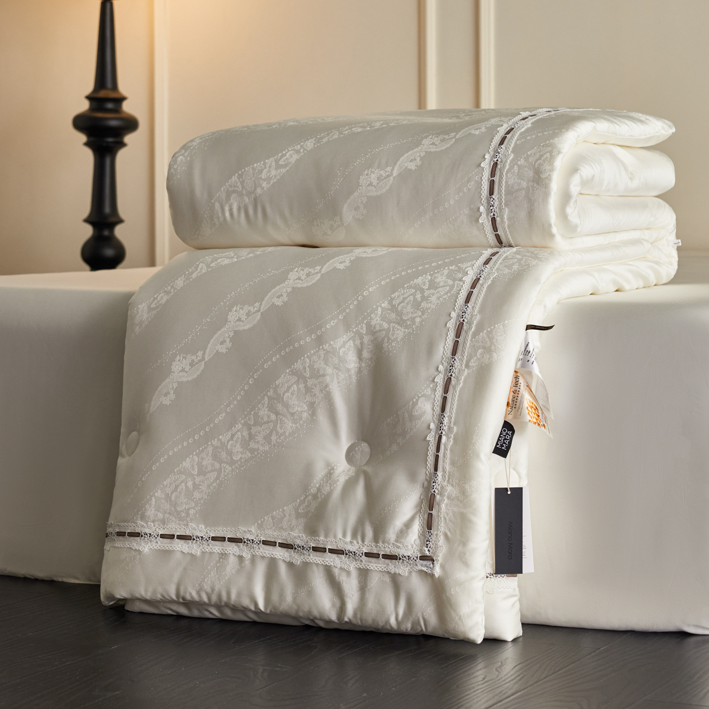 【Premium Quality】80S Tencel Cotton Plant Protein Winter Quilt with French Lace Trim and Jacquard Design, High-End Spring and Autumn Quilt