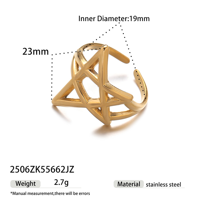 Tiana Europa y América transfronterizos ins aire frío acero inoxidable oro estrellas amor abierto anillo nicho de alta calidad mujer