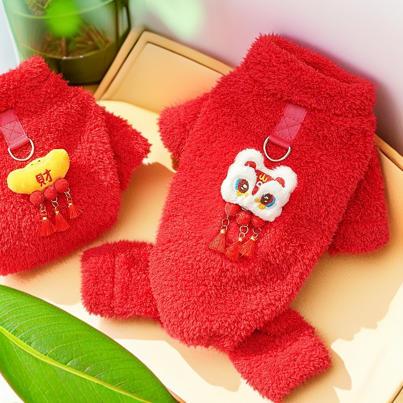 Año Nuevo mascotas perros gatos gruesos de peluche perros de cuatro patas cálidos Teddy Bear otoño invierno ropa de gato