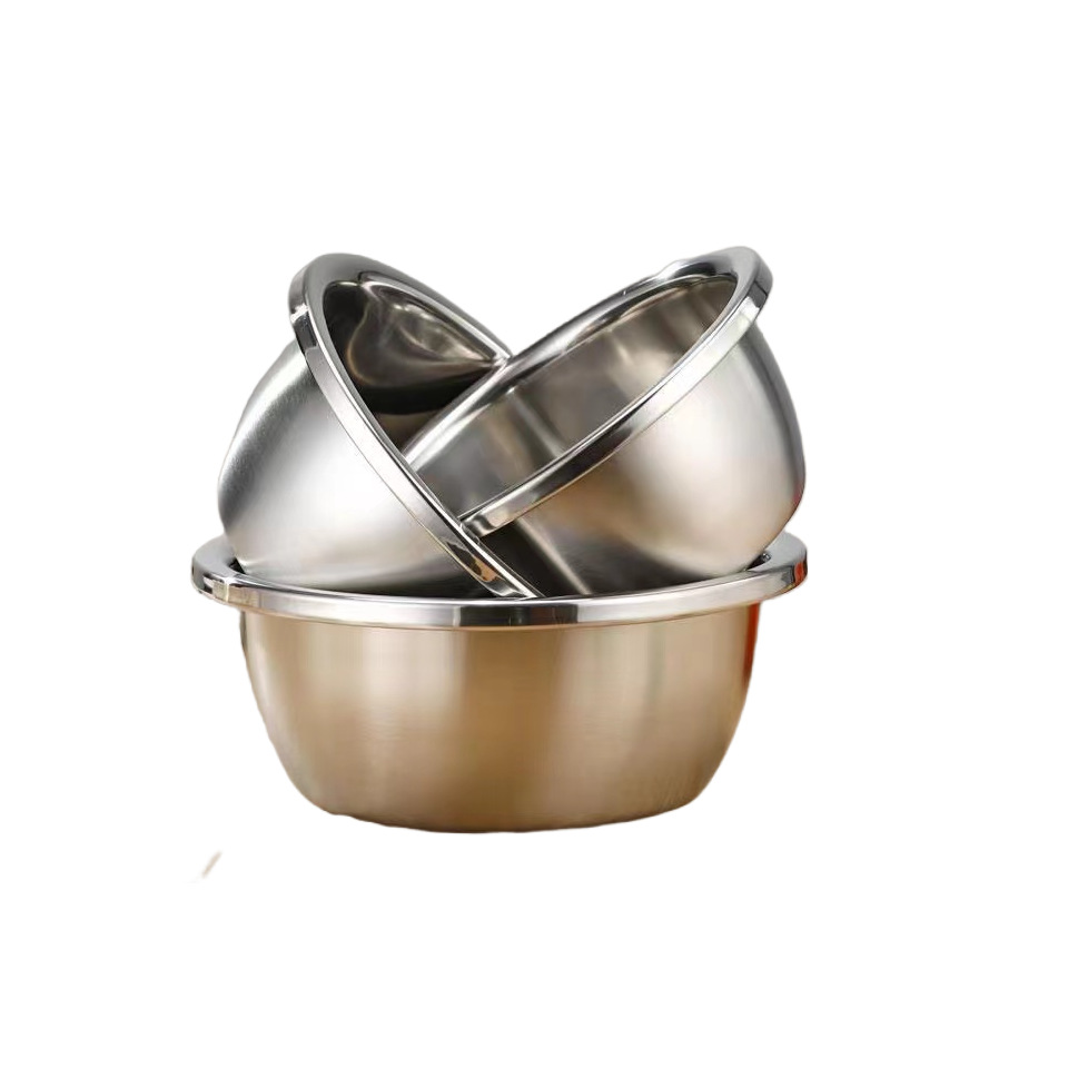 Paño extra grueso de tres piezas de acero inoxidable engrosado para lavar verduras en el hogar, lavabo de cocina, batido de huevos y fideos, lavabo multifuncional