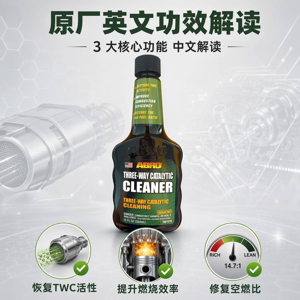ABRO Three-Way Catalytic Cleaner, No Need to Disassemble Fuel Tank, Gasoline Vehicle Exhaust Purifier, Exhaust Treatment