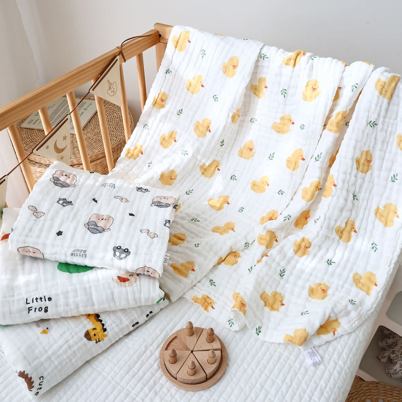 Baby bath towel new six-layer gauze soft skin baby bath towel small fresh printed newborn bath towel