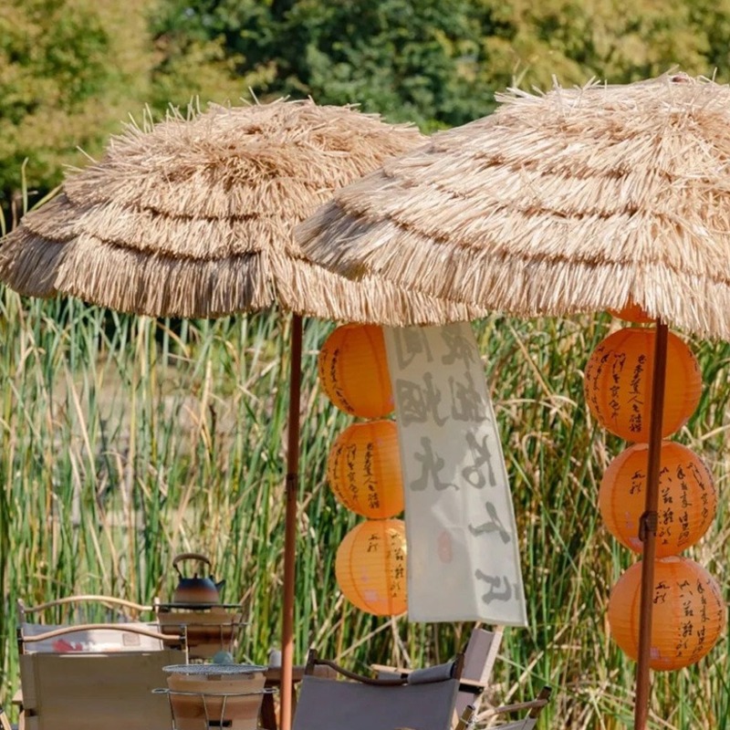Straw Umbrella, Outdoor Beach Parasol, Courtyard Outdoor Scenic Spot Camp, B&B, Tea-Making Sun Umbrella