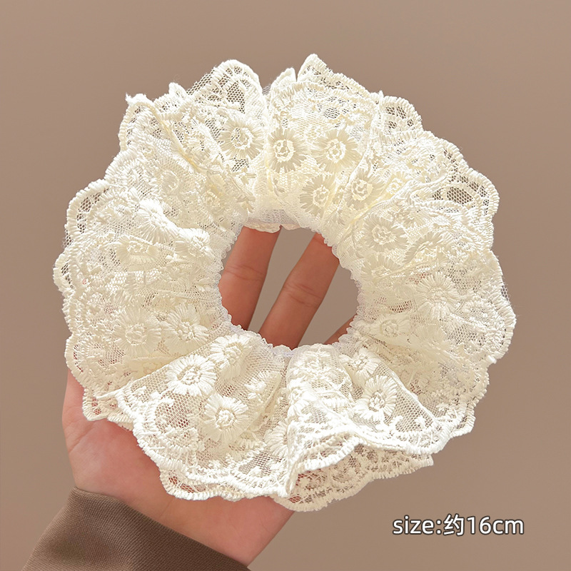 Encaje retro francés, diadema de intestino grueso, mujer 2025, nuevo estilo, cuerda para el cabello, banda de goma, lazo, dulce cuerda para el cabello, accesorios para el cabello