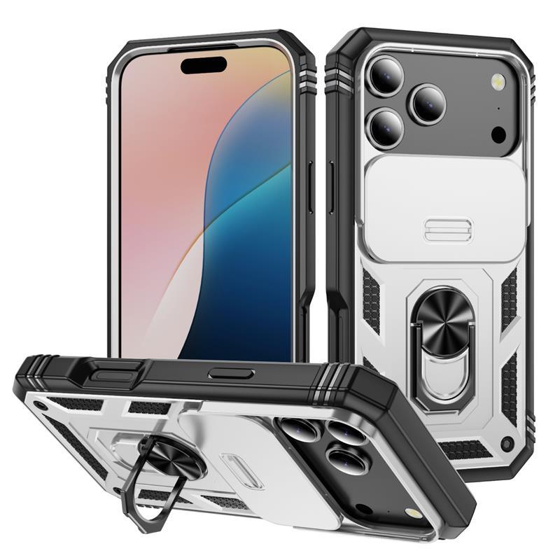 适用iPhone17Pro军事推窗三合一手机壳苹果16指环车载磁吸防摔保