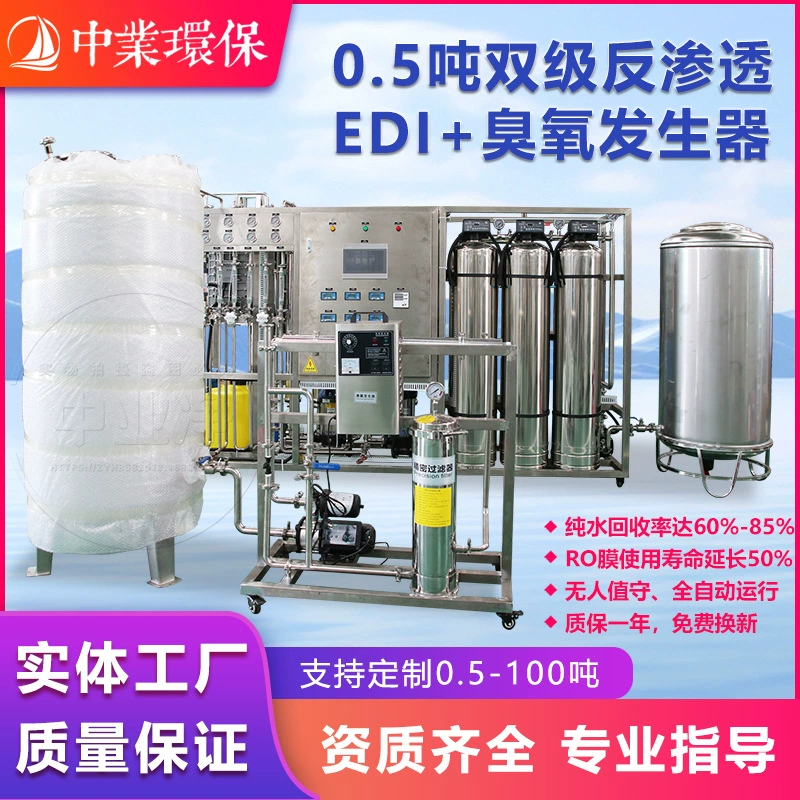0,5 тонны двухступенчатый обратный осмос EDI оборудование для производства сверхчистой воды лабораторная регенерация без химикатов промышленный класс RO производство фармацевтической воды