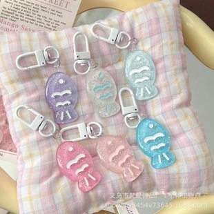 Sparkling Taiyaki Keychain ins Bestie Couple School Bag Pendant Jewelry Small Fish Acrylic Keychain