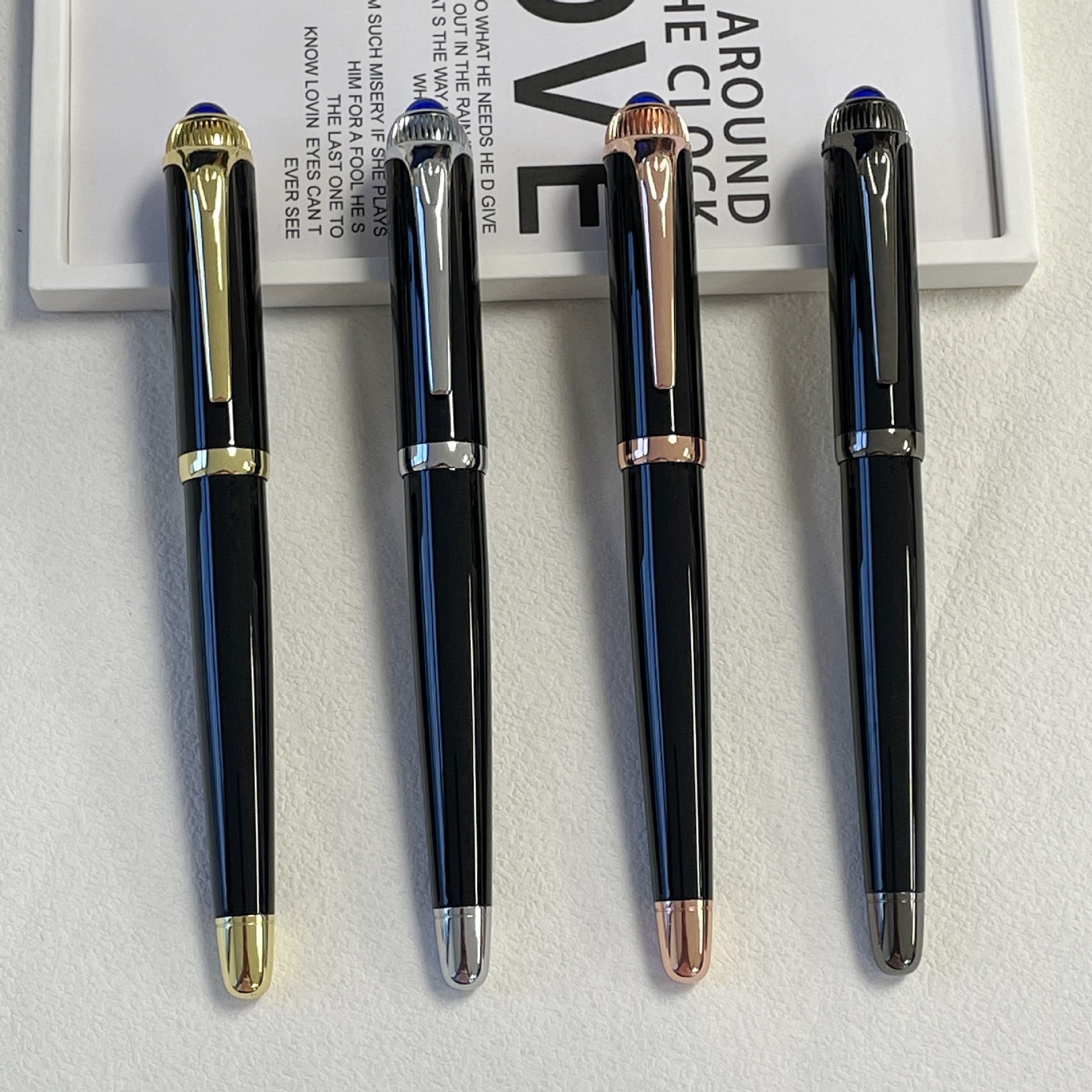 Cross-Border Export Top-Drilled Metal Signature Pen European and American Heavy-Touch Business Thick Rod Ball Pen Black Gift Gel Pen