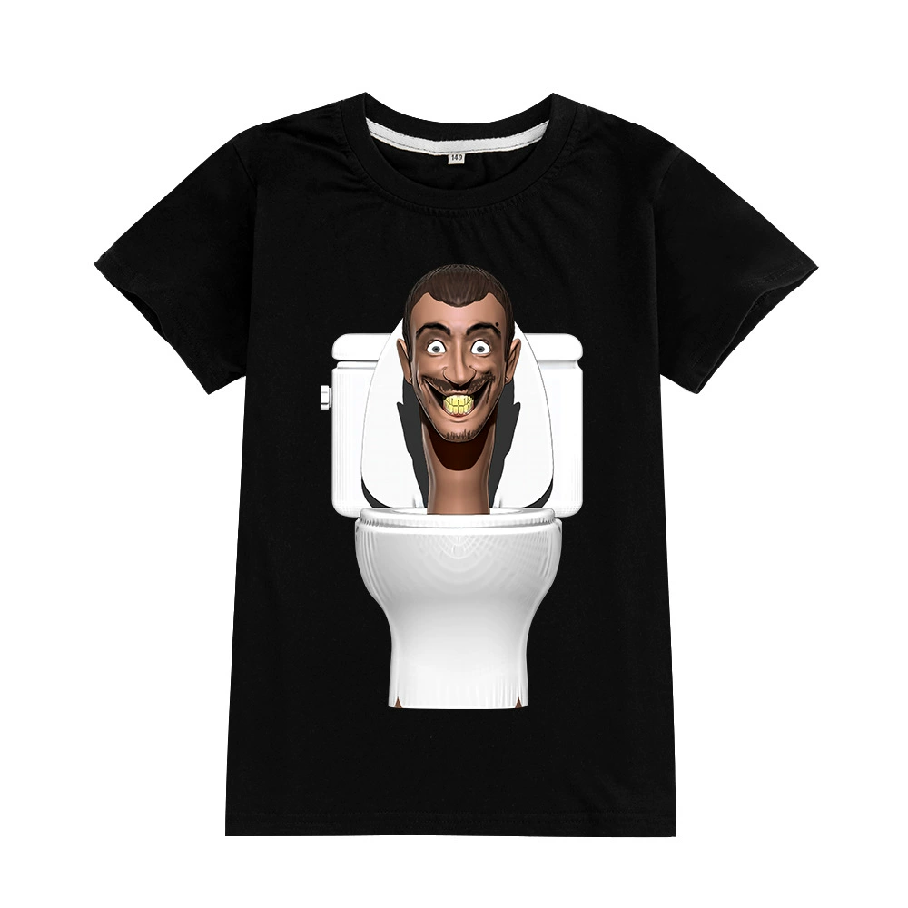 Футболка с коротким рукавом для детей и взрослых «SKIBIDI Toilet Man» с принтом телевизионного мужчины-туалета A942