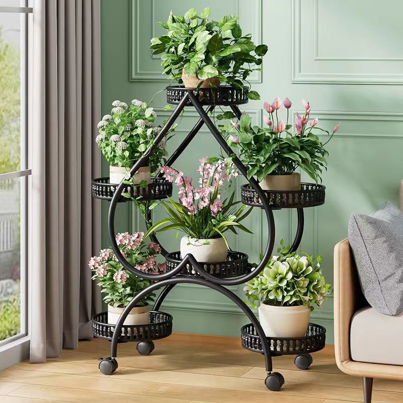 心形花架铁艺多层室内可移动阳台客厅绿萝花盆架省空间落地花架子