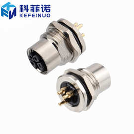 M12 K型插头板端母头5芯4+PE工业设备三相电源大功率防水连接器
