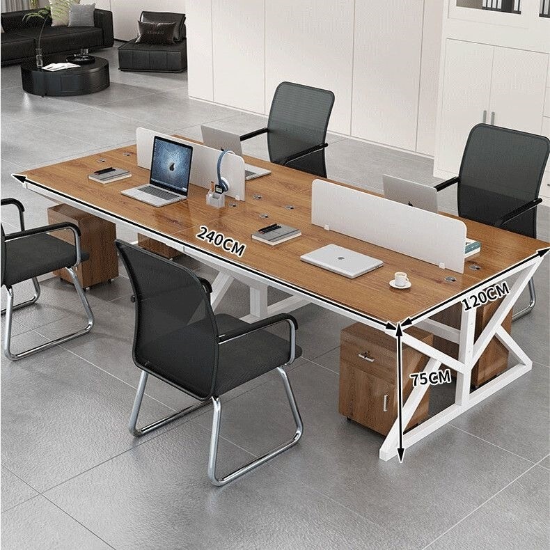 Office Desk Furniture for 4 People, Dual 6-Person Workstation Cubicles, Financial Computer Desk and Chair Set, Staff Office Desk