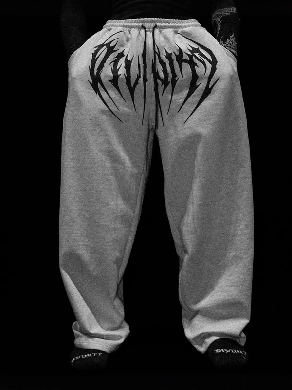 Breathedivinity New American-Style Sports Pants Fitness Joggers Cotton Terry Printed Wide-Leg Long Pants
