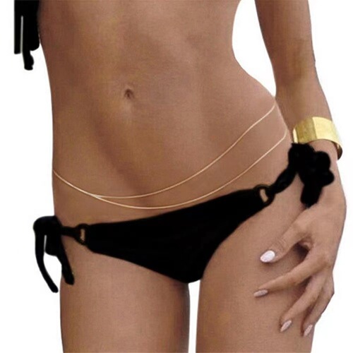 Aliexpress ebay European and American fashion simple double layer asymmetric waist chain bikini body chain wholesale