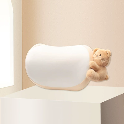Car headrest neck pillow Four Seasons Universal driving pillow car pillow a pair of car waist support memory foam cute (Headrest) - bear-memory-foam-headrest-single