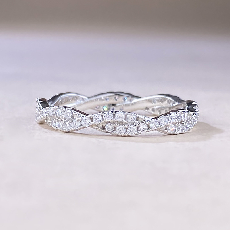 Men's Stackable Ring S925 Sterling Silver Gold Plated Diamond Band_voghion.com