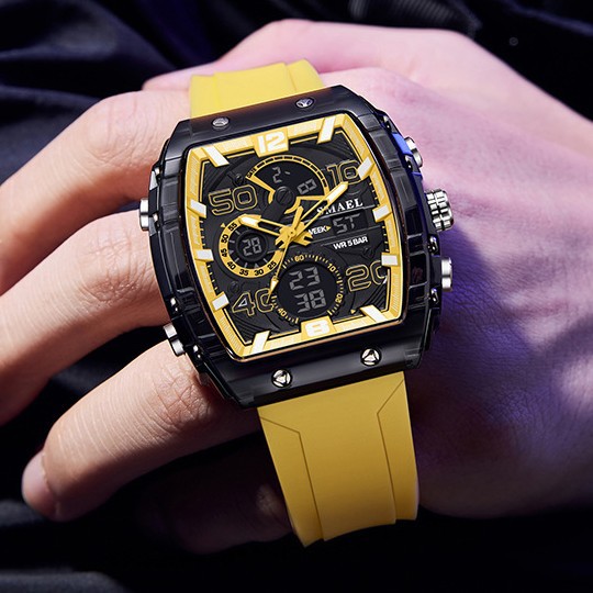 SMAEL barril multifuncional deportivo ocio reloj electrónico impermeable doble LED despertador de luz nocturna reloj de hombre