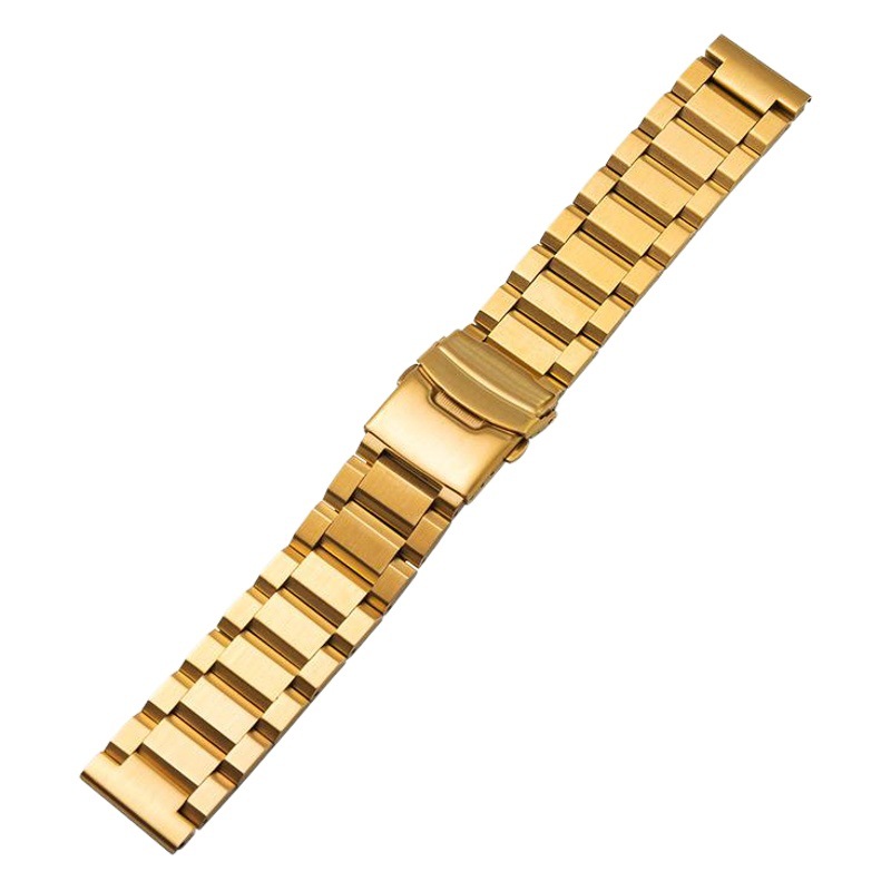 Correa de reloj tres cuentas de acero inoxidable Cinturón de acero sólido prensa de borde hebilla plegable de acero inoxidable para hombres y mujeres correa de reloj cadena de reloj 4 colores opcionales