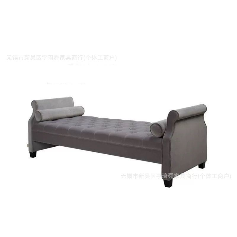 American-style velvet beige shoe-changing stool, light luxury bedside sofa stool, dressing room stool, bedroom end-of-bed stool, other wood and fabric furniture