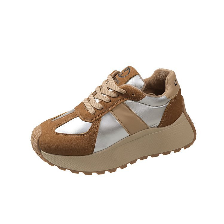 Winter Plus Samt Echtes Leder Waffel Wald Schuhe frauen 2023 Herbst Neue Dicke Sohle Erhöht Freizeit Sport Moral Training_voghion.com