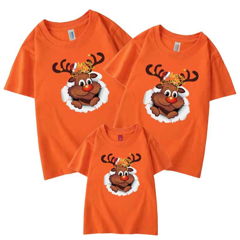 Navidad padre-hijo desgaste verano manga corta 2022 nueva familia transfronteriza tres o cuatro camiseta ropa de actividad del día de año nuevo de los niños