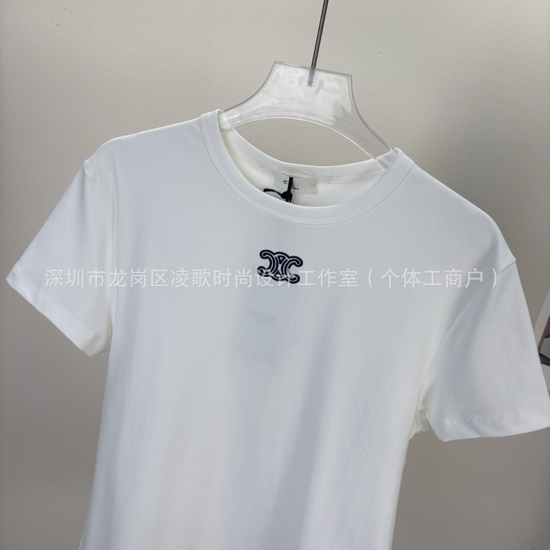 High-End Arc De Triomphe 26Th Summer New Round-Neck Knitted Short-Sleeve T-Shirt for Women, Spring and Summer New Casual Versatile Top High-End Arc De Triomphe 26Th Summer New Round-Neck Knitted Short-Sleeve T-Shirt for Women, Spring and Summer New Casual Versatile Top