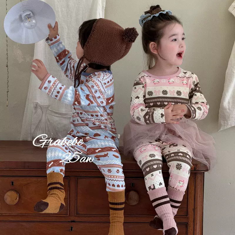 300G加厚A类纯棉秋衣秋裤儿童秋冬舒绒家居服无骨男女童宝宝睡衣