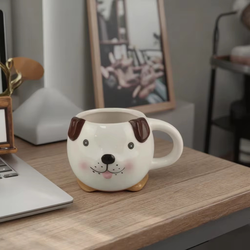 Versión de cerámica linda taza de cachorro linda taza creativa taza de desayuno de oficina personalizada taza de agua de pareja de cerámica formulada
