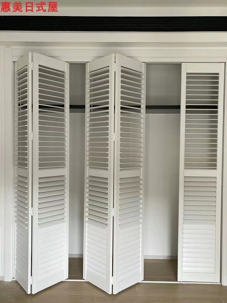 百叶隔断屏风卧室衣帽间透气柜门无轨百叶门窗客厅隔断推拉折叠门