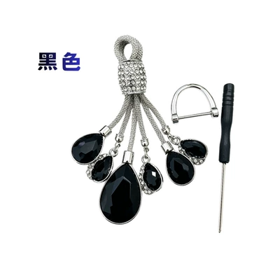 Alloy Diamond-Encrusted Car Keychain Pendant: Other Automotive Interior Supplies - black-free-horseshoe-buckle-screwdriver