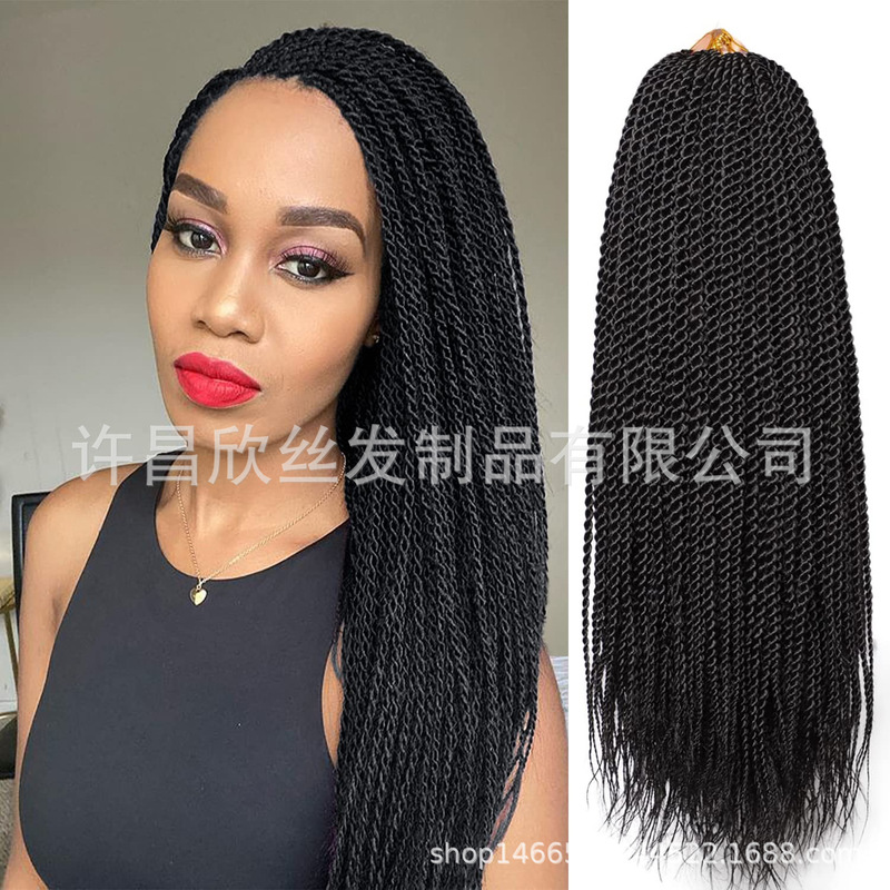 Foreign trade cross-border chemical fiber wig Senegalese Twist Hair18/22-inch 30 hand rub two-strand thin braid