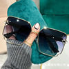 Square metal fashionable trend sunglasses flower-shaped, 2023 collection, gradient, European style