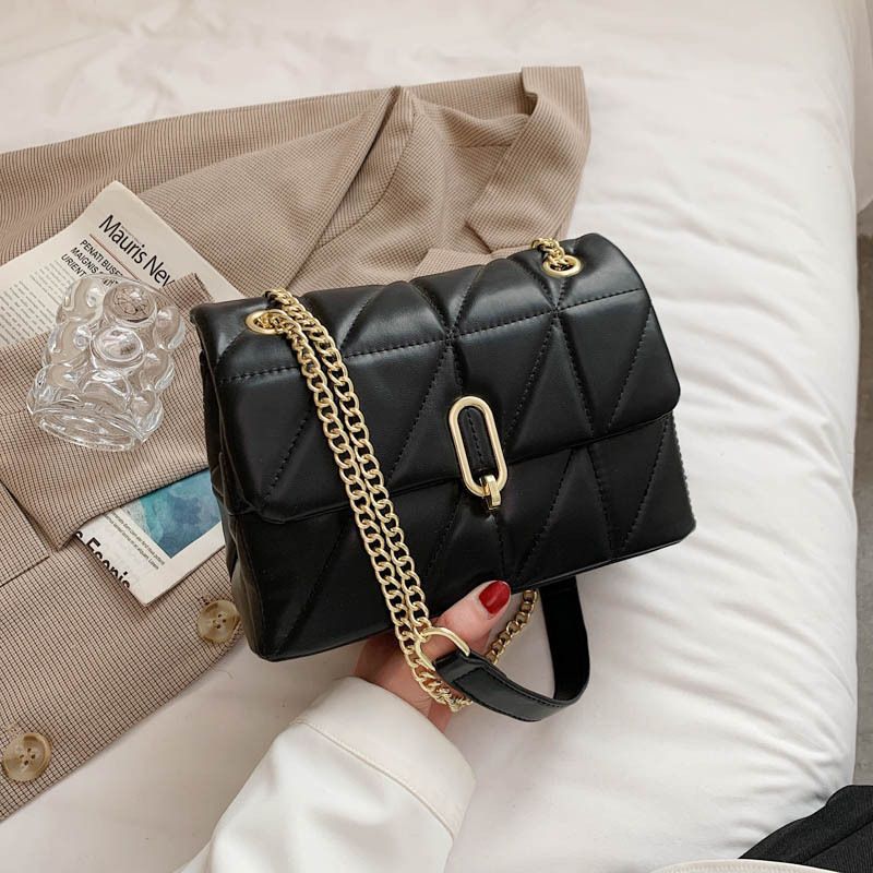Metal chain triangular car suture candy color simple shoulder bag
