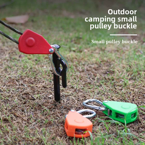 Outdoor Pulley Rope Buckle Tent Sky Curtain Adjustable Lifting small size Metal Buckle Hanging Rope Hook Rope Tighter Pulley