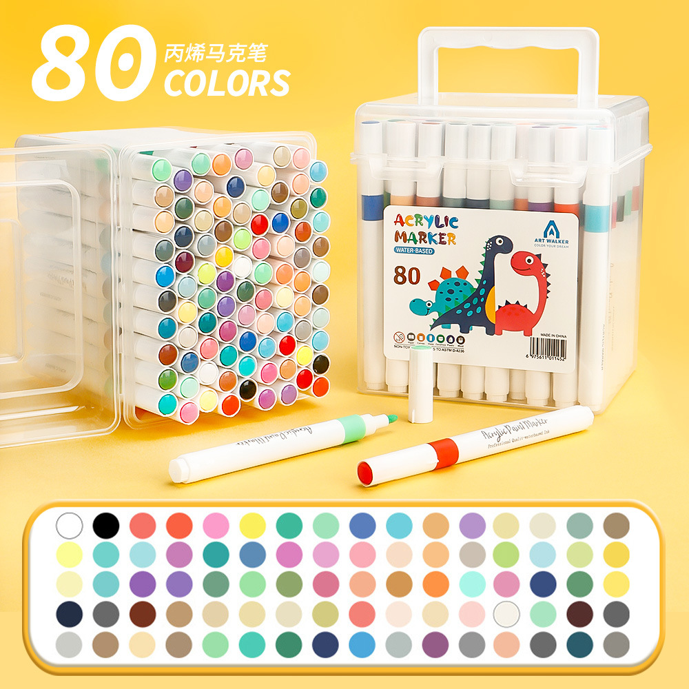 Marcador acrílico multicolor, color apilable, dibujo de graffiti artístico para niños y estudiantes, juego de bolígrafos de color de cabeza dura al por mayor