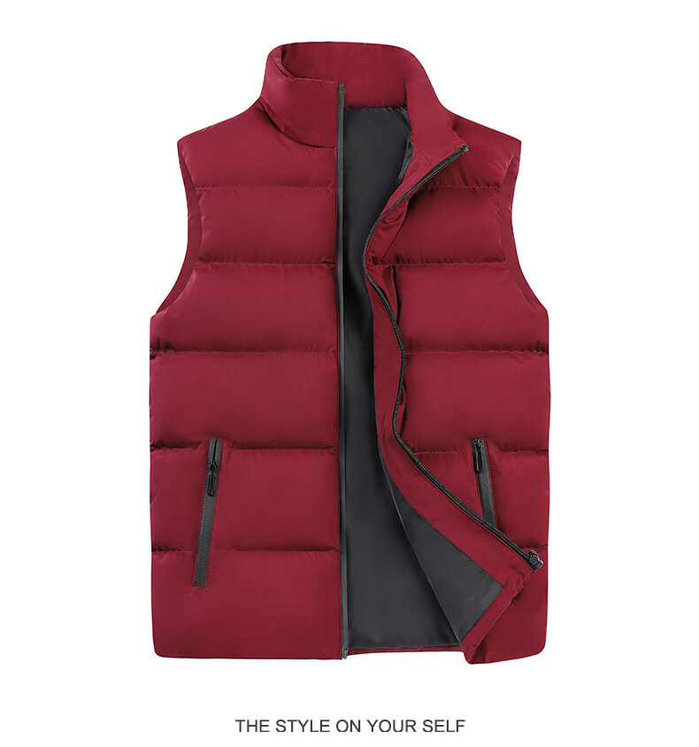 Vest Men's And Women's Loose Casual Padded Jacket Couple Thickened Stand-up Collar Vest Jacket_voghion.com