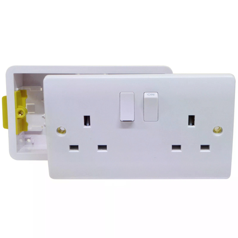 British Standard 13A Double Socket Base Box Wall Box Pvc Main Line Box 2 Gang 35mm Dry Lining Box British Standard 13A Double Socket Base Box Wall Box Pvc Main Line Box 2 Gang 35mm Dry Lining Box