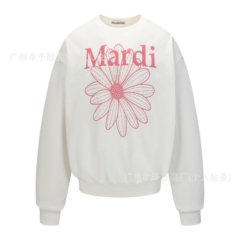 韩国Mardi卫衣赵露思同款小雏菊腊肠狗女秋冬刺绣印花套头圆领外|undefined