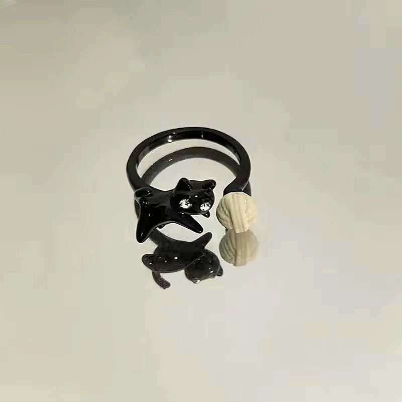 Кольцо с маленьким дизайнерским мультяшным принтом, простой и элегантный дизайн, на указательном пальце