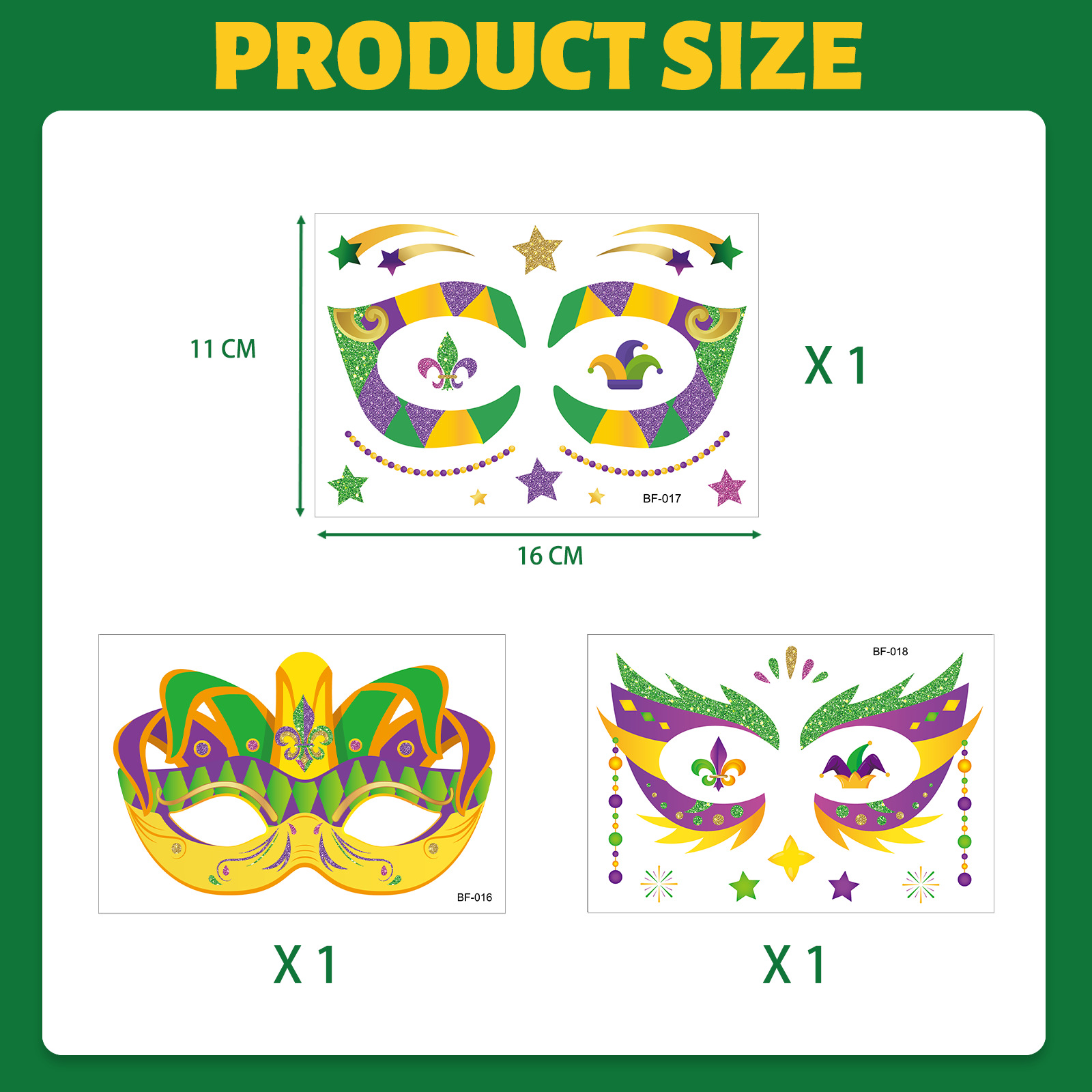 Tatuajes Temporales Faciales para Carnaval Papel de Transferencia de Agua para Fiesta de Disfraces