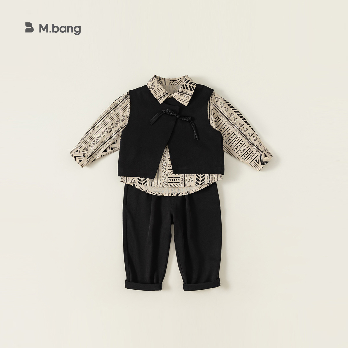 Conjunto de ropa infantil Bangxuan para niños, primavera y otoño, chaleco, camisa floral, pantalones, conjunto de tres piezas, ropa formal para niños pequeños, traje para actuaciones.