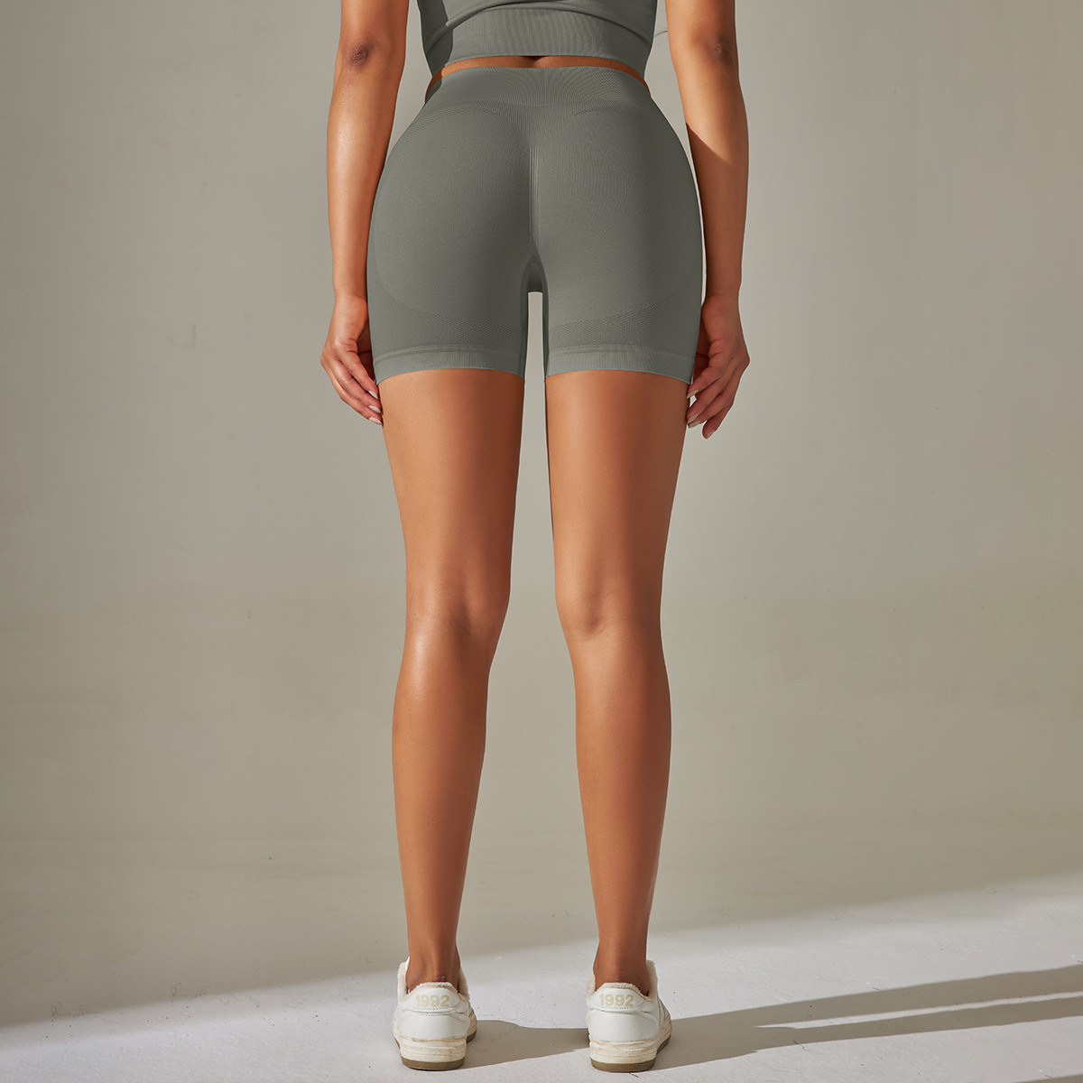 Pantaloni de yoga uni, tricotați fără cusături, culoare piersică, pentru ridicarea feselor și strângerea abdomenului, cu talie înaltă, pentru sport, alergare, fitness_voghion.com
