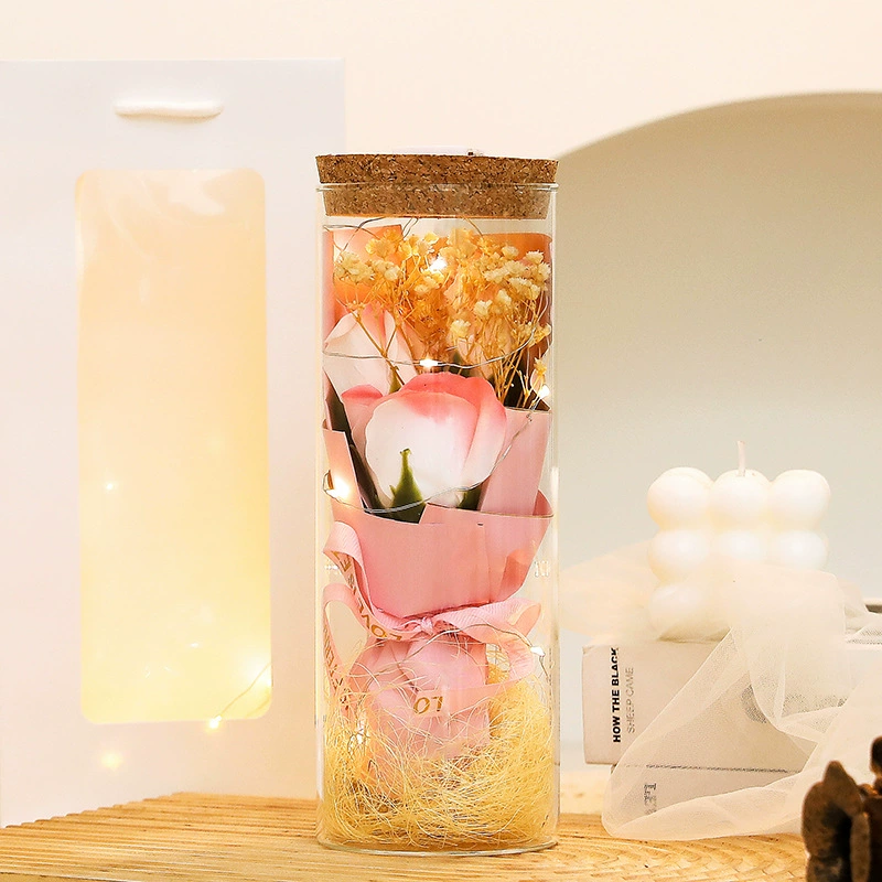 Подарочная стеклянная открытка ко Дню матери с букетом пожеланий Rose Eternal Bouquet Ornament Creative Dried Flowers 520 оптовая продажа