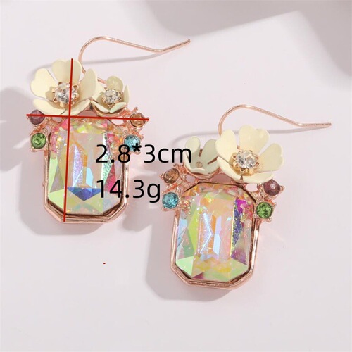 Cross-border European and American flower drop earrings for women Amazon Bohemian ins colorful earrings wholesale retro ear hooks