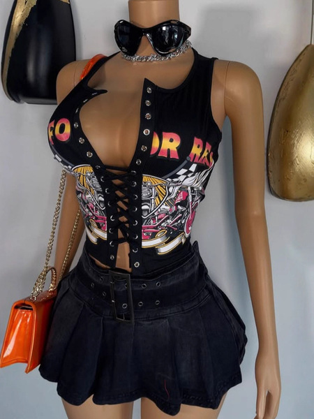 1386 Sexy Tie-Front Bralette Sexy Tie-Front T-shirt Tank Top