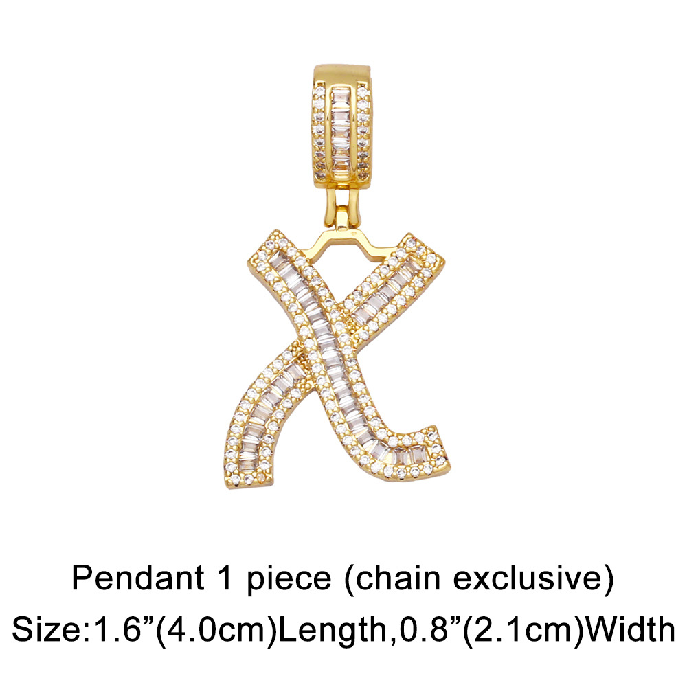 15g Weight 18K Gold Plated Plating Material Necklace Classification Wedding Occasion Copper Material Geometric, Letter Pattern Unisex Gender Fashion Style Fashion Zircon Letter Hip Hop Men's And Women's Copper Necklace 22